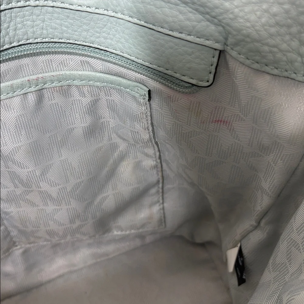 Michael Michael Kors Light Blue Double Handle Leather Tote Bag BLEMISH